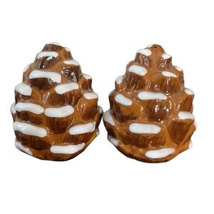 Better Homes and Gardens Ceramic Pinecone with Snow Salt and Pepper Shakers